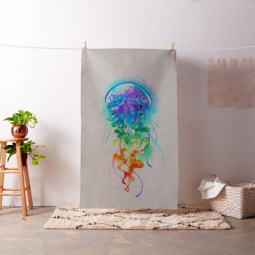 Rainbow jellyfish fabric