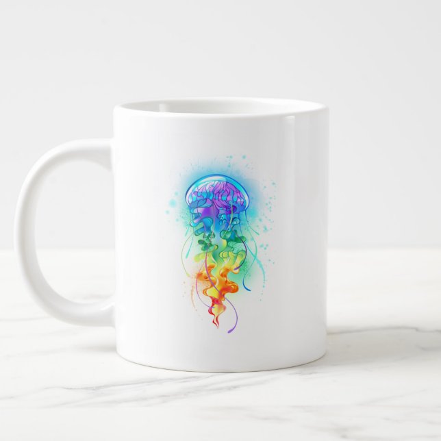 Rainbow jellyfish giant coffee mug (Left)