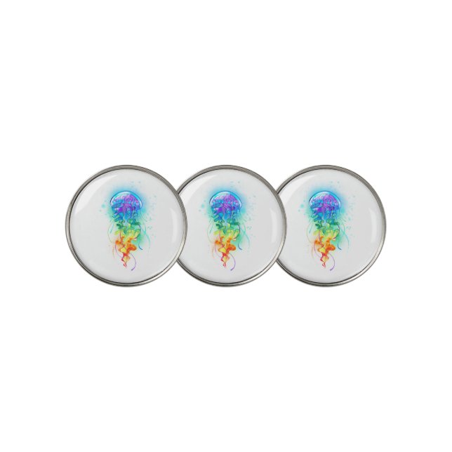 Rainbow jellyfish golf ball marker (3 Up)