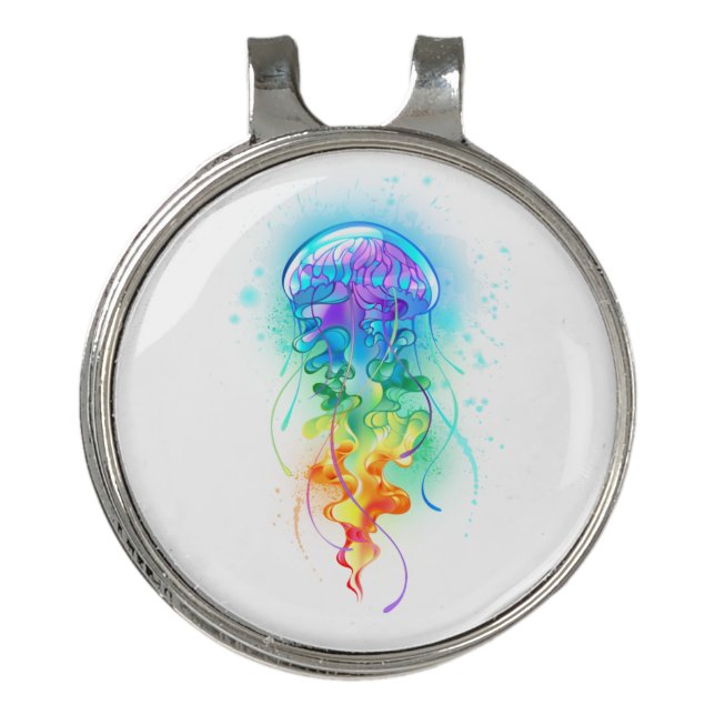 Rainbow jellyfish golf hat clip (Front)