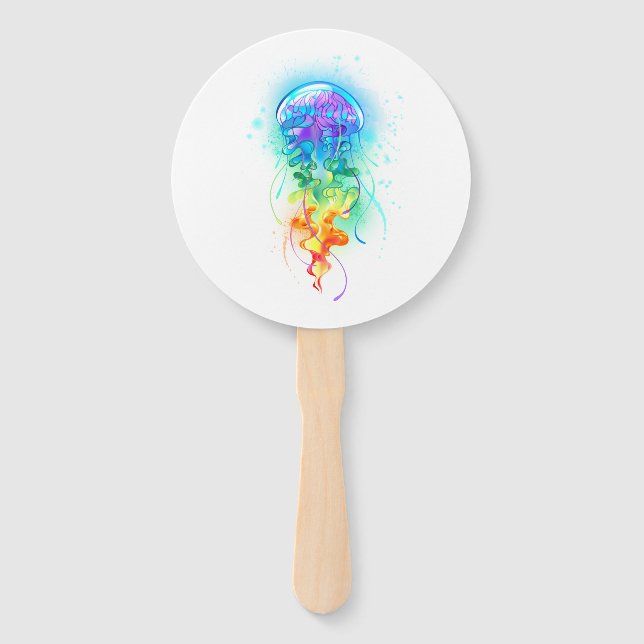 Rainbow jellyfish hand fan (Front)