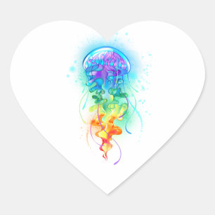 Rainbow jellyfish heart sticker