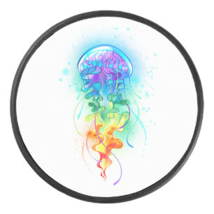Rainbow jellyfish hockey puck