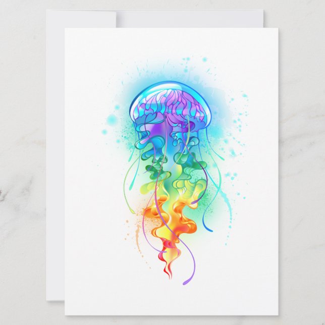 Rainbow jellyfish holiday card (Front)