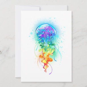 Rainbow jellyfish holiday card