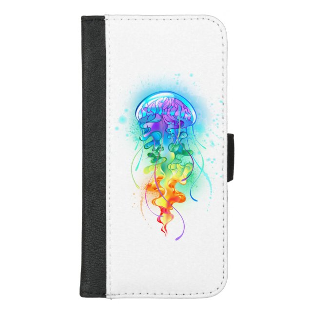 Rainbow jellyfish iPhone wallet case (Front)