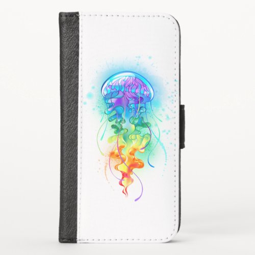 Rainbow jellyfish iPhone x wallet case