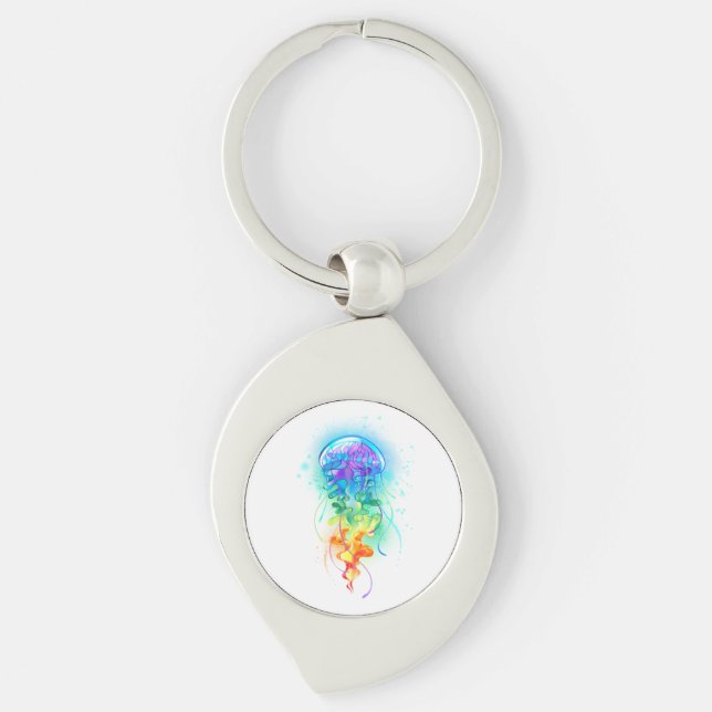 Rainbow jellyfish keychain (Front)