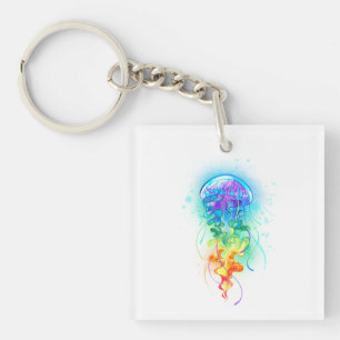 Rainbow jellyfish keychain