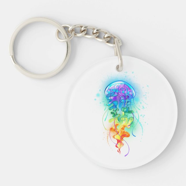 Rainbow jellyfish keychain (Front)