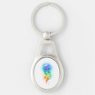 Rainbow jellyfish keychain