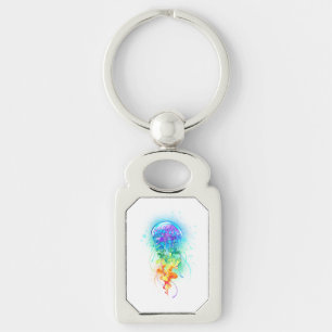 Rainbow jellyfish keychain