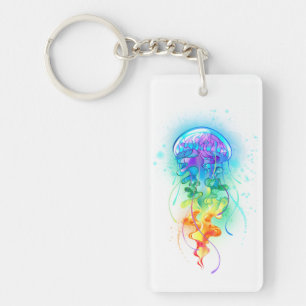 Rainbow jellyfish keychain