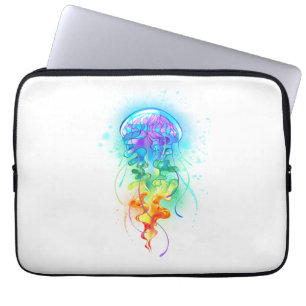 Rainbow jellyfish laptop sleeve