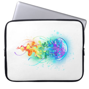 Rainbow jellyfish laptop sleeve