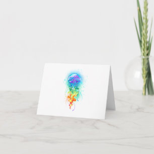 Rainbow jellyfish letterpress thank you card