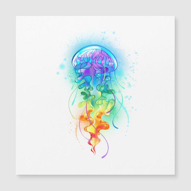 Rainbow jellyfish magnetic invitation (Front)