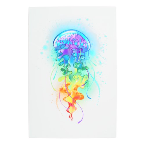 Rainbow jellyfish metal print