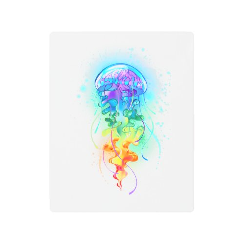 Rainbow jellyfish metal print