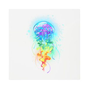 Rainbow jellyfish metal print