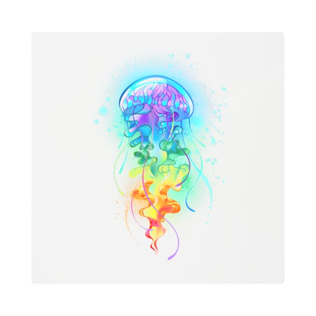 Rainbow jellyfish metal print (Front)