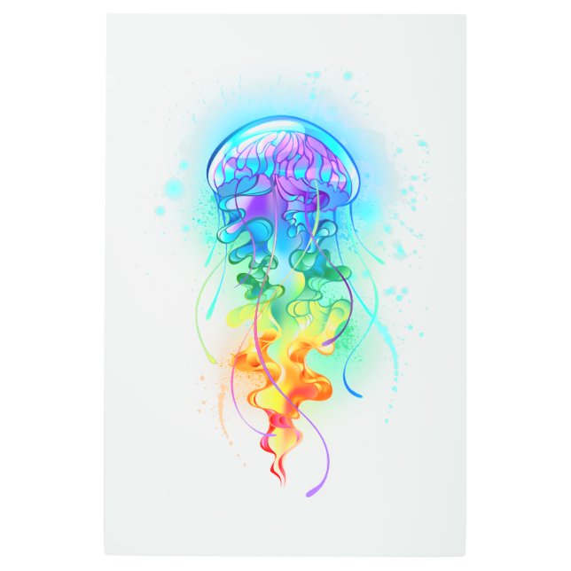 Rainbow jellyfish metal print (Front)