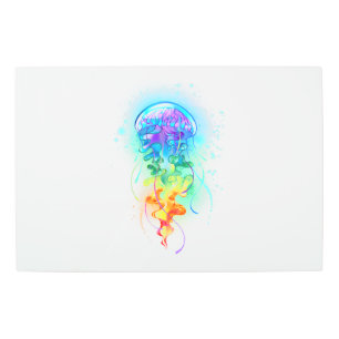 Rainbow jellyfish metal print
