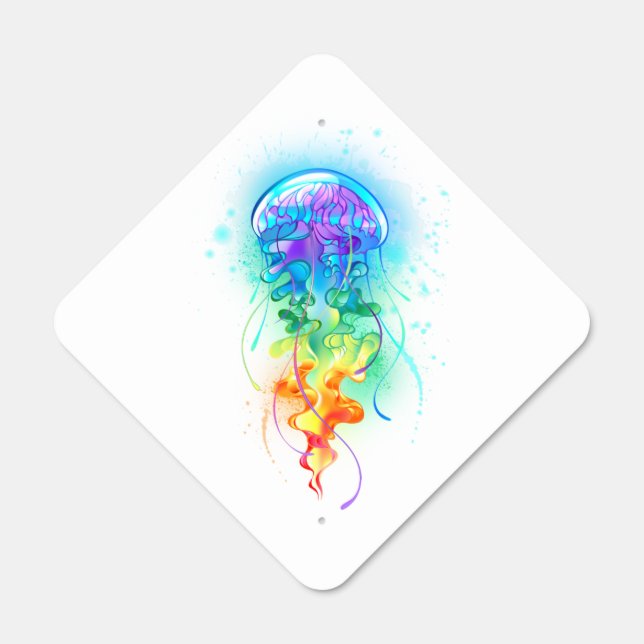 Rainbow jellyfish metal sign (Front)