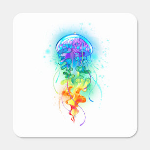 Rainbow jellyfish metal sign