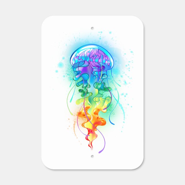 Rainbow jellyfish metal sign (Front)