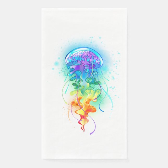 Rainbow jellyfish paper guest towels (Front)