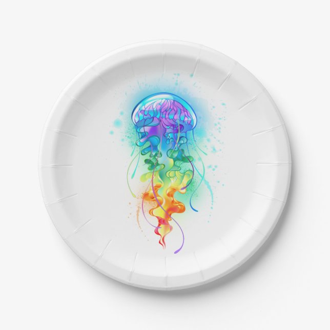 Rainbow jellyfish paper plates (Front)