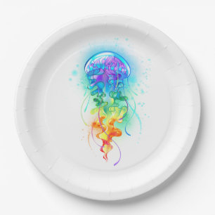 Rainbow jellyfish paper plates