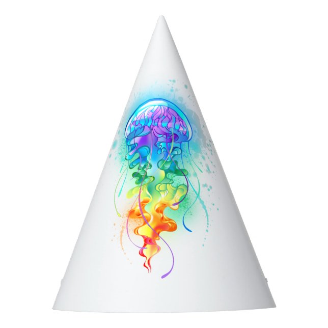 Rainbow jellyfish party hat (Front)