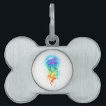 Rainbow jellyfish pet ID tag<br><div class="desc">Large, iridescent, artistically drawn, bright jellyfish, with long tentacles on white, painted over with multicolored watercolor background. Rainbow jellyfish.</div>