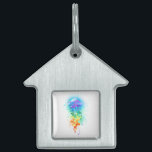 Rainbow jellyfish pet ID tag<br><div class="desc">Large, iridescent, artistically drawn, bright jellyfish, with long tentacles on white, painted over with multicolored watercolor background. Rainbow jellyfish.</div>