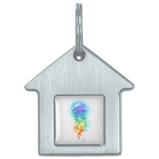 Rainbow jellyfish pet ID tag (Front)