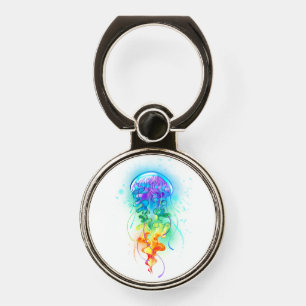 Rainbow jellyfish phone ring stand