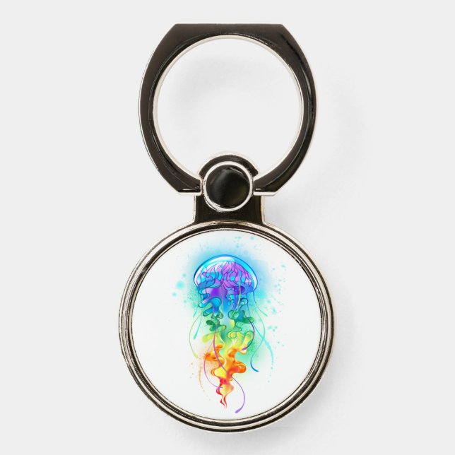Rainbow jellyfish phone ring stand (Front)