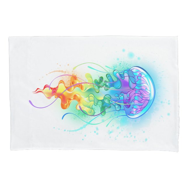 Rainbow jellyfish pillow case (Front-Left)