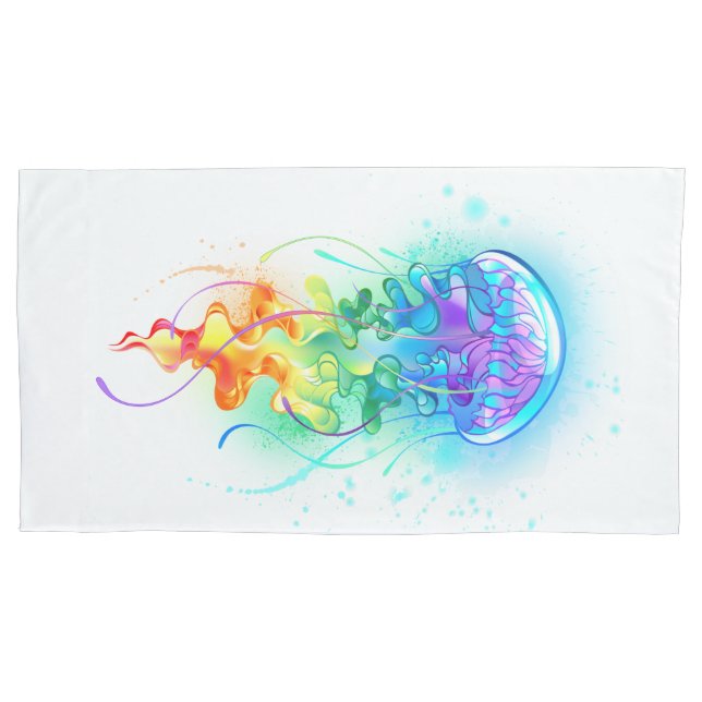 Rainbow jellyfish pillow case (Front-Left)
