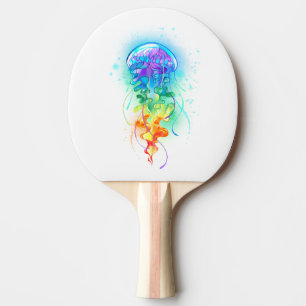Rainbow jellyfish ping pong paddle