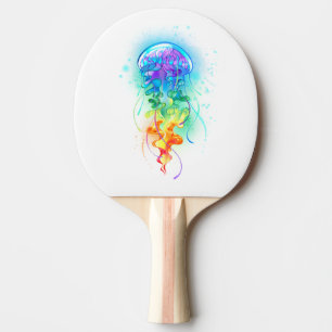 Rainbow jellyfish ping pong paddle