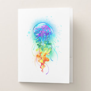Rainbow jellyfish pocket folder