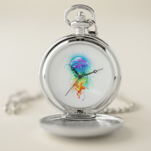 Rainbow jellyfish pocket watch