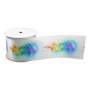 Rainbow jellyfish satin ribbon
