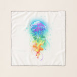 Rainbow jellyfish scarf<br><div class="desc">Large,  iridescent,  artistically drawn,  bright jellyfish,  with long tentacles on white,  painted over with multicolored watercolor background. Rainbow jellyfish.</div>