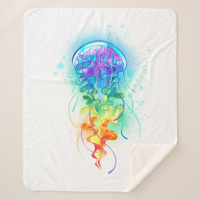 Rainbow jellyfish sherpa blanket (Front)