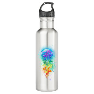 Rainbow jellyfish stainless steel water bottle
