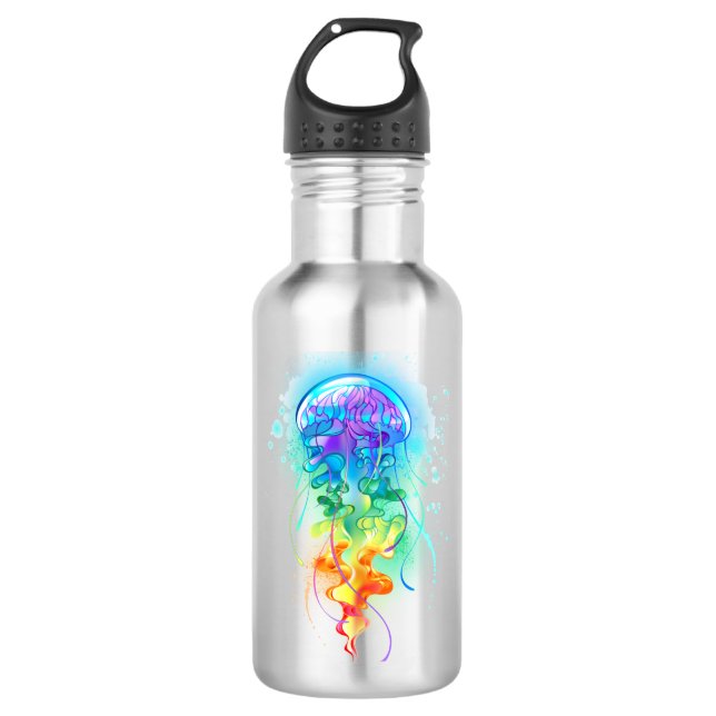 Rainbow jellyfish stainless steel water bottle (Front)